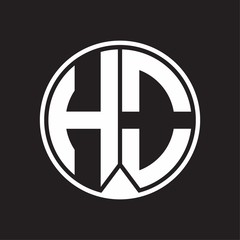 HO Logo monogram circle with piece ribbon style on black background