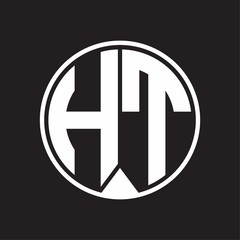 HT Logo monogram circle with piece ribbon style on black background