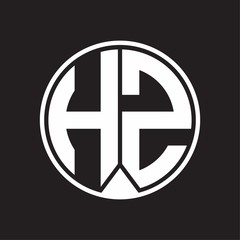HZ Logo monogram circle with piece ribbon style on black background