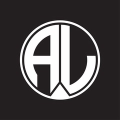 AL Logo monogram circle with piece ribbon style on black background