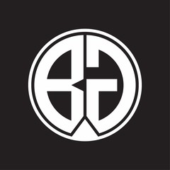 BG Logo monogram circle with piece ribbon style on black background