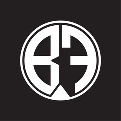 BF Logo monogram circle with piece ribbon style on black background