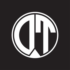 DT Logo monogram circle with piece ribbon style on black background