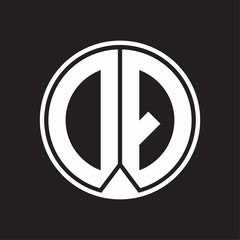 DQ Logo monogram circle with piece ribbon style on black background