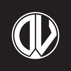 DV Logo monogram circle with piece ribbon style on black background