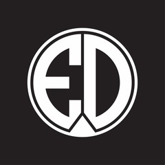 ED Logo monogram circle with piece ribbon style on black background