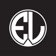 EL Logo monogram circle with piece ribbon style on black background