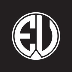 EU Logo monogram circle with piece ribbon style on black background