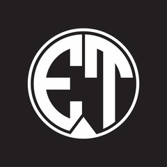 ET Logo monogram circle with piece ribbon style on black background