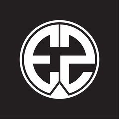 EZ Logo monogram circle with piece ribbon style on black background