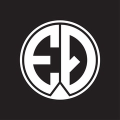 EQ Logo monogram circle with piece ribbon style on black background