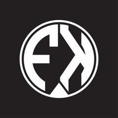 FK Logo monogram circle with piece ribbon style on black background