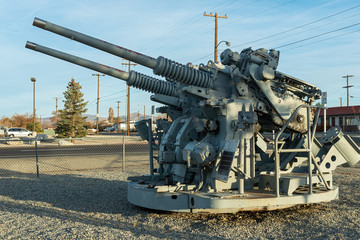 A twin anti-aircraft gun on display