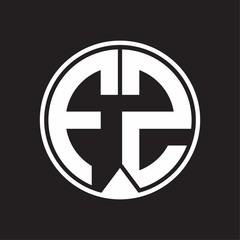 FZ Logo monogram circle with piece ribbon style on black background