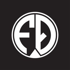 FQ Logo monogram circle with piece ribbon style on black background