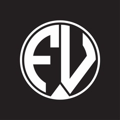 FV Logo monogram circle with piece ribbon style on black background