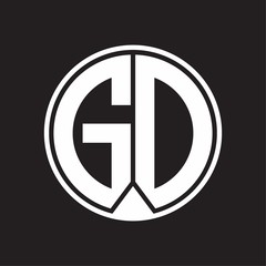 GD Logo monogram circle with piece ribbon style on black background