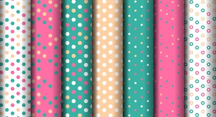 set bright different geometric colorful seamless pattern