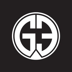 GE Logo monogram circle with piece ribbon style on black background