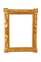 golden rustic frame on white background