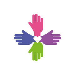 Isolated help hands, flat style icon