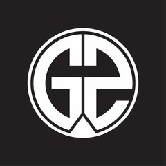 GZ Logo monogram circle with piece ribbon style on black background