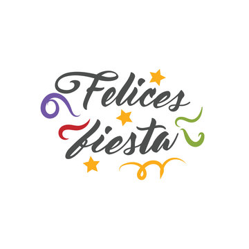Felices Fiestas, handwritten phrase, translated from Spanish Marry Christmas.
