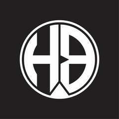 HB Logo monogram circle with piece ribbon style on black background