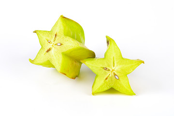 Naklejka premium Sliced ​​carambola on a white background