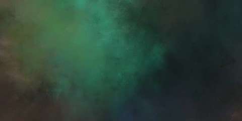 Obraz premium abstract painted artistic grunge horizontal background banner with dark slate gray, very dark blue and sea green color