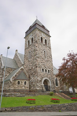 Fototapeta na wymiar View of a historical stone church in Alesund Norway