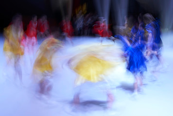 Children's concert, filmed with a long exposure.