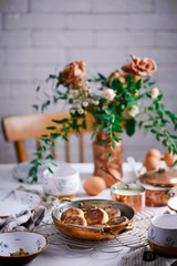 Cottage cheese pancakes with cream sauce..style rustic