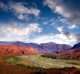 Beautiful landscape of the Quebrada de Cafayate or quebrada de las conchas in the province of Salta, Argentina. 
