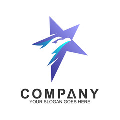 abstract eagle logo, eagle + star logo design concept