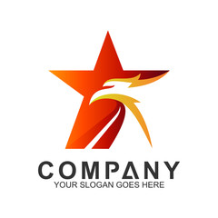 Obraz premium abstract eagle logo, eagle + star logo design concept