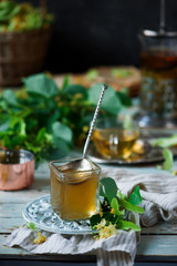 LINDEN BLOSSOM  jelly  in glass jar.Style vintage