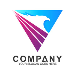 Obraz premium abstract eagle logo with swoosh line in triangle shape