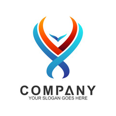 Obraz premium Abstract logo with simple line, Eagle icon