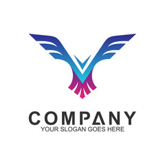 abstract eagle logo in flat style