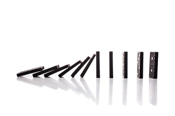 Chain reaction of domino blocks falling down