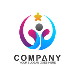 kid logo design with star symbol in gradient color style