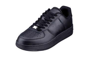 One black sneaker on a white background. Sport shoes.