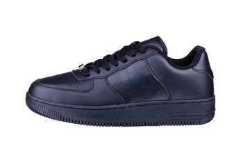 One black sneaker on a white background. Sport shoes.