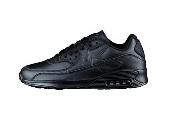One black sneaker on a white background. Sport shoes.