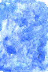 Fototapeta na wymiar Blue abstract watercolor background. Colorful hand drawn wallpaper for your design.
