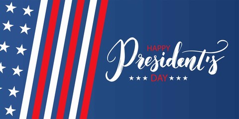 Happy Presidents day Poster. Vector americans holiday illustration. Sale banner illustration with american flag
