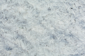 Plakat Amazing abstract broken ice crystals texture. Clear melting ice background.