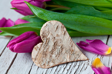 Tulip Spring Flowers With Heart