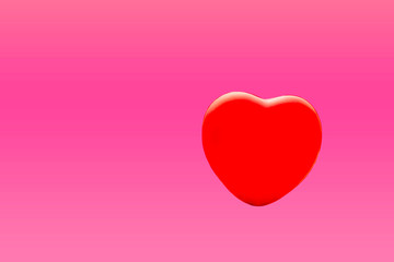 Red hearts isolated pink background